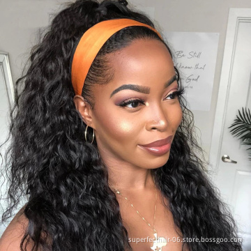 Wholesale Virgin Hair Vendors Head band Wig Human Hair Natural Brazilian Water Wave Human Hair Headband Wigs For Black Women